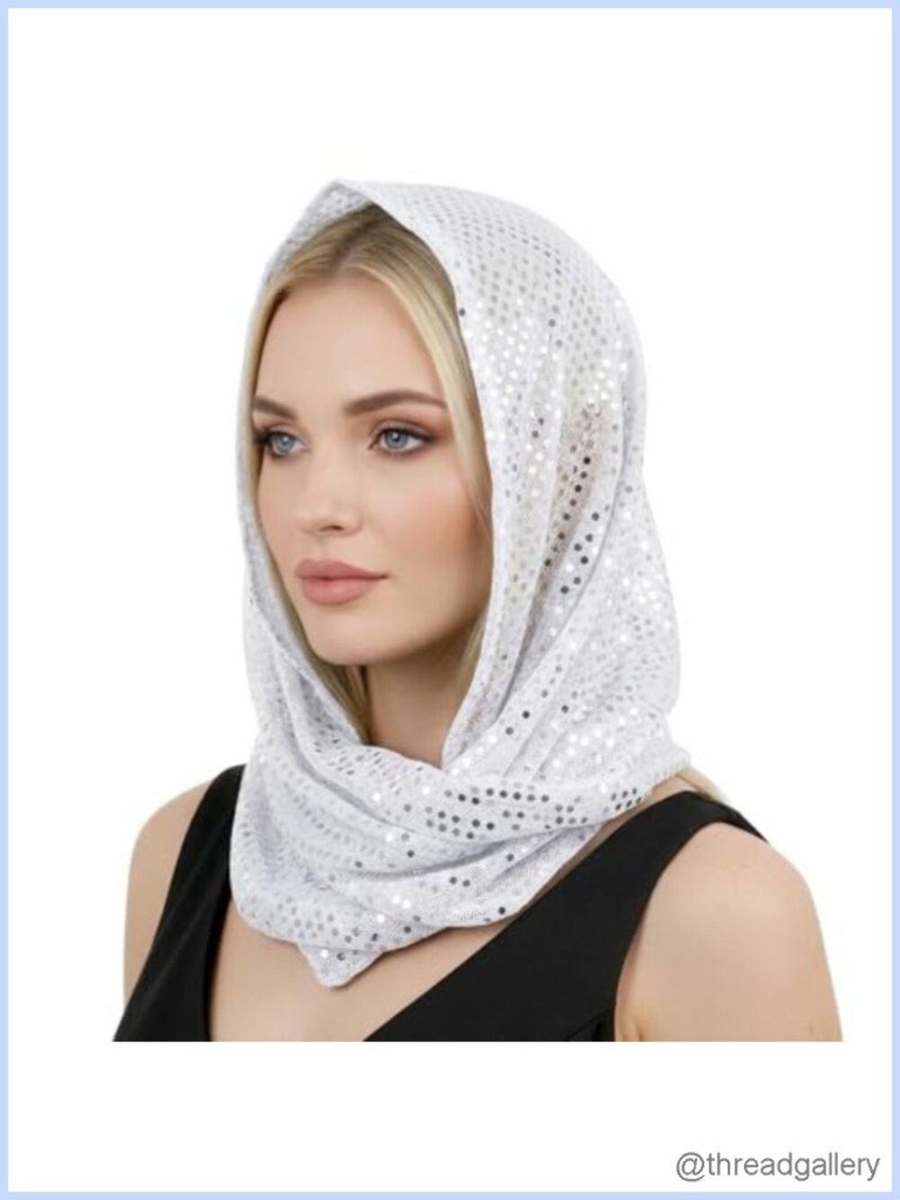 Sequin Rave Hood Headscarf Fashion Scarf Shawl Wrap Festival Accessory for Women